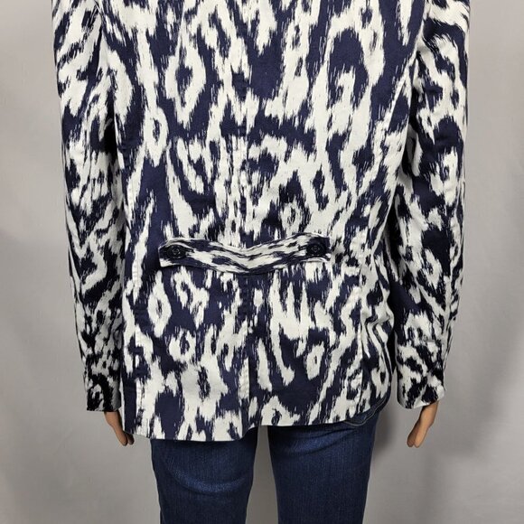 Chico's Women's Three Button Cotton Light Weight Navy/White Blazer Size 1 (8/10) - Picture 8 of 15